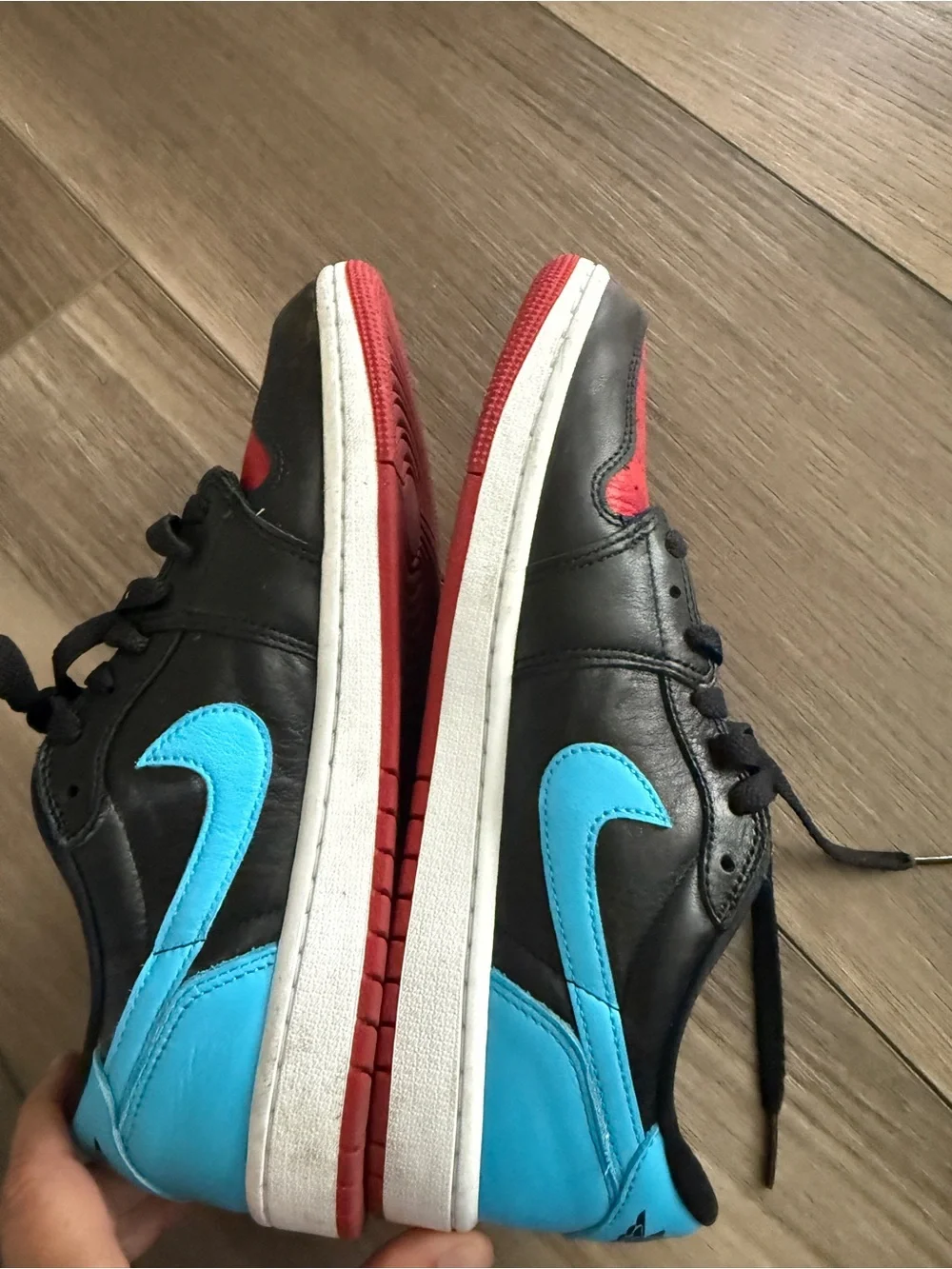 Nike Women’s Air Jordan Low-Top Sneakers in Red, Black & Blue-size 9.5